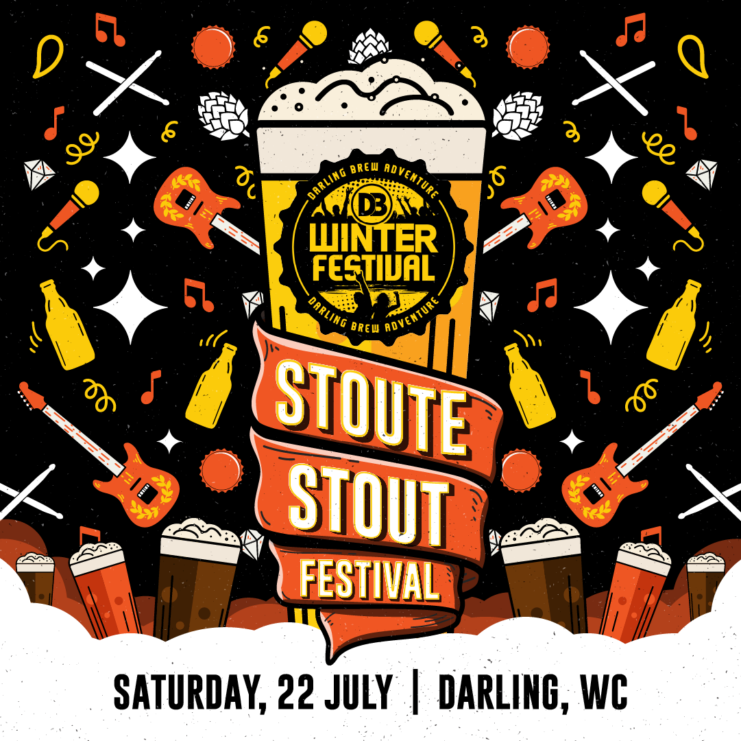 22 JULIE 2023 - DARLING BREW - WINTER FESTIVAL - DARLING BREW BIED OP SATERDAG 22 JULIE 'N WONDERLIKE WINTERFEES AAN. SLUIT BY DIE GESINSVRIENDELIKE GELEENTHEDE AAN BY DIE BROUERY IN DARLING EN GENIET 'N ONGELOOFLIKE VERMAAKSREEKS SAAM MET DIE LEGENDARIESE KAREN ZOID, DIE HEUWELS FANTASTIES, EN DIE KENNY HUGHES TRIO. VOEG N BIETJIE WINTERFEESPRET BY EN GENIET 'N VERSKEIDENHEID WINTER STOUTS VAN 'N AANTAL GASBROUERYE EN JOU DARLING GUNSTELINGE, GEKOMBINEER MET LEKKER KOS. KAARTJIES IS AANLYN BESKIKBAAR TEEN R250 OP https://darlingbrew.co.za/products/winter-festival-2023. ALKOHOL SLEGS VIR PERSONE OUER AS 18 JAAR.