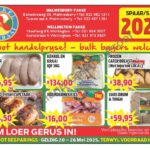 Kom loer gerus in by Kekkel en Kraai Malmesbury in Bokomo Weg 30 vir spesiale aanbiedinge en spaar groot. Geldig van die 20 - 26 Mei 2025. Terwyl voorraad hou! “Bulk Buyers are very welcome”. Kekkel en Kraai – Van die Plaas, Na die Tafel.!
