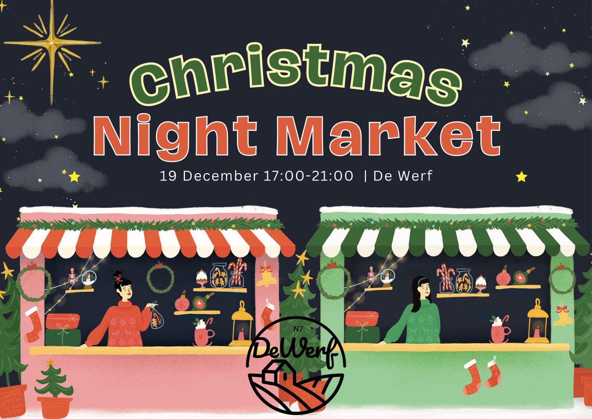 Santa Claus is coming to De Werf! Get ready to immerse yourself in the holiday magic at De Werf's enchanting Christmas Night Market! Join us on Friday, December 19th, from 17:00 to 21:00, for an evening filled with festive cheer and community spirit. The highlight of the night will be a special visit from Santa Claus himself at 18:30—perfect for those little ones with their wish lists in hand! Mark your calendars for a holly jolly evening that promises to fill your heart with the warmth of the season!