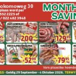 Kom loer gerus in by Kekkel en Kraai Malmesbury in Bokomoweg 30 vir ons "Month End Savings!". Van 29 September - 4 Oktober spaar jy groot - solank voorraad hou! Moenie dit misloop nie - bestel op WhatsApp by 084 552 2225 of skakel ons by 022 482 1511 / 022 482 3948. Kekkel en Kraai - Van die plaas, na die tafel!.. 