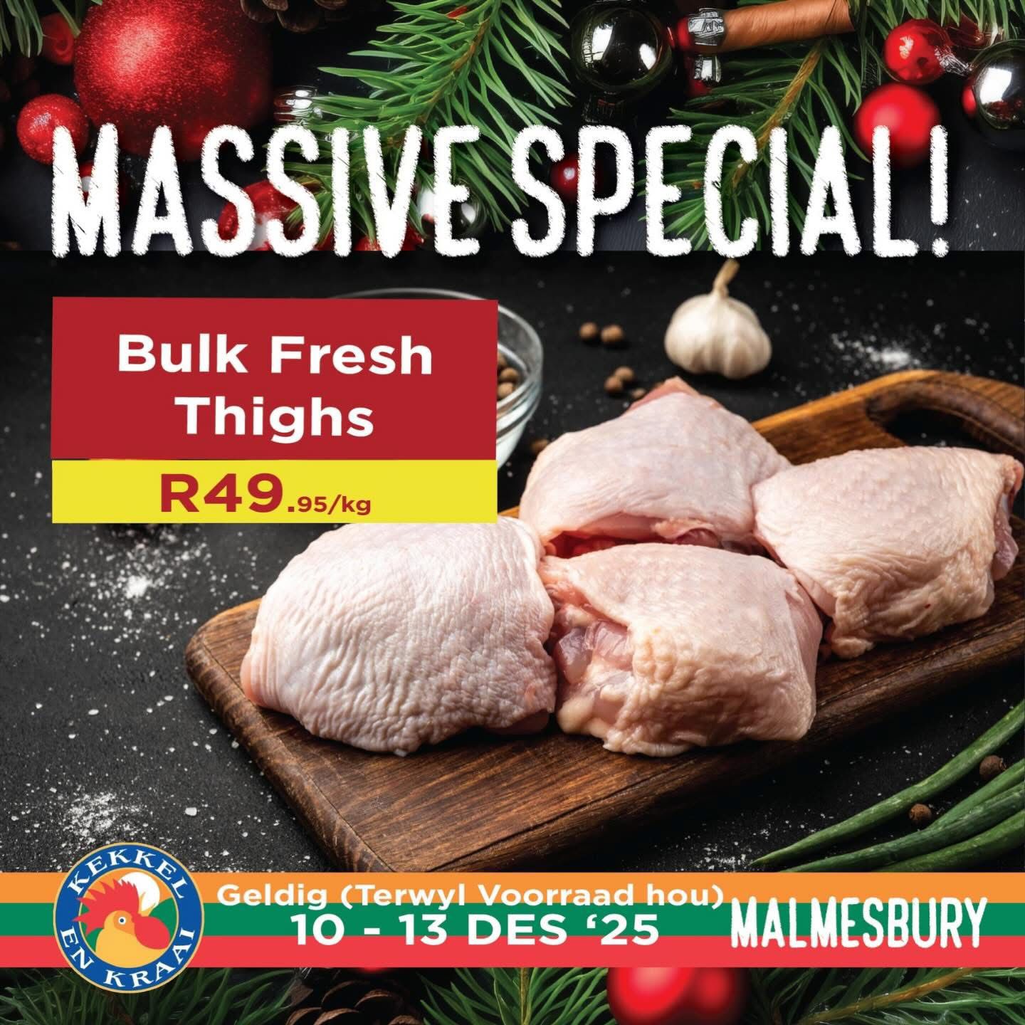 Kom loer gerus in by Kekkel en Kraai Malmesbury in Bokomo Weg 30 vir spesiale aanbiedinge, en spaar groot. Geldig van die 10 - 13 Desember 2025. Terwyl voorraad hou! Kekkel en Kraai - Van die Plaas, Na die Tafel.!