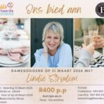 SPESIALE DAMESOGGEND – HUIS VAN HEERDE Saterdag 21 Maart 2026 | Blake Family Wines, Yzerfontein Kom geniet ’n oggend vol inspirasie, verbinding en bederf saam met ons – en ondersteun Huis van Heerde terselfdertyd! Plek beperk – bespreek vroeg! Besprekings & navrae: Fredalaine: 063 810 5057 Leandre: 022 433 1042 E-pos: bemarking@heerde.co.za Meer avonture: perronfm.co.za (Adventure Calendar)