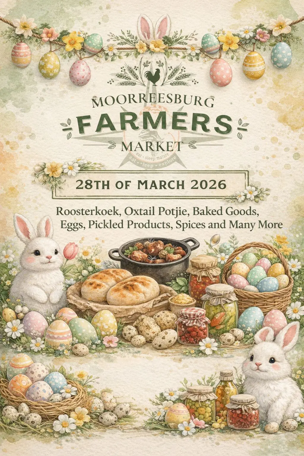 MOORREESBURG FARMERS MARKET Saturday 28 March | Moorreesburg Plaasmark Join us for a vibrant day filled with community spirit, local treats, and unique finds! Support local artisans, discover handmade goods, fresh produce, delicious foodie delights, and enjoy a fun outing in the sun. Something for everyone – food lovers, craft enthusiasts, and families alike. Shop small, taste local, and make it a delightful day! We can’t wait to see you there 🌞 More adventures: perronfm.co.za (Adventure Calendar)