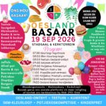 Die Oesland Basaar is terug! Saterdag 19 September by die Swartland Moedergemeente in Malmesbury. Kom geniet die 5 km-kleurloop, Oesland-ontbyt, kinderpret, potjiekoskompetisie, uitstallers en hope heerlike basaarkos — van pannekoek en tuisgebak tot braaivleis, jaffels en basaarpoeding! En sluit die dag af met die Mandjiedans in die stadsaal. Oesland Basaar — meer as ’n basaar, dis ’n gemeenskap wat hande vat tot Sy eer. Besoek die Perronfm Avontuur kalender vir meer.