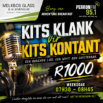 📻 KITS KLANK VIR KITS KONTANT 🎶💰 Die Adventure Breakfast sê baie dankie aan ons trotse borg, Melkbos Glass & Aluminium – Keeping it 100% Transparent. 🎵 Een bekende lied. Een noot. Een luisteraar. 💵 Wen R1000! 🗓️ Weeksdae | 07:30 – 08:45 📻 Luister na PerronFM 95.1 en wees die een wat reg raai! Ons speel wat ons wil.